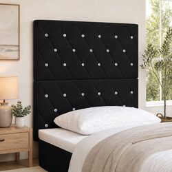 Black Velvet Upholstered Headboard 80cm for Modern Bedrooms