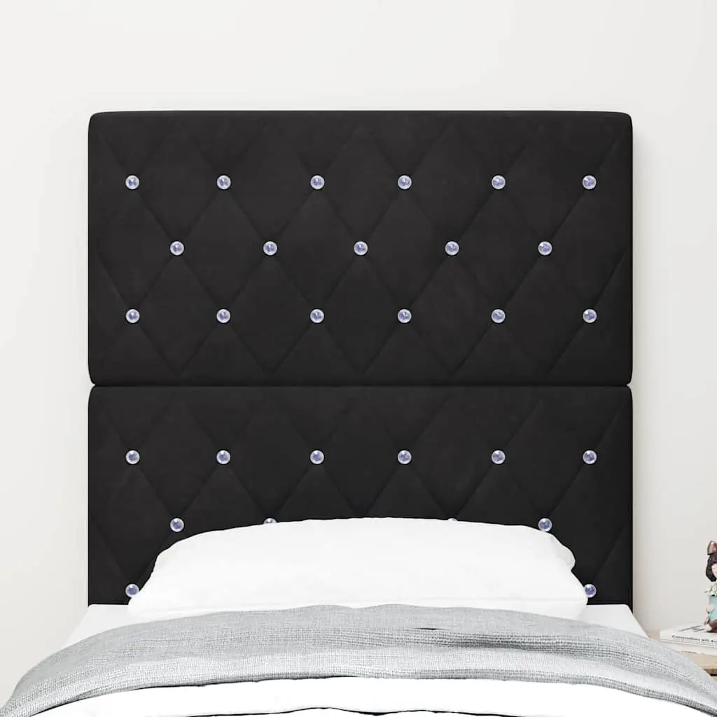 Black Velvet Upholstered Headboard 80cm for Modern Bedrooms