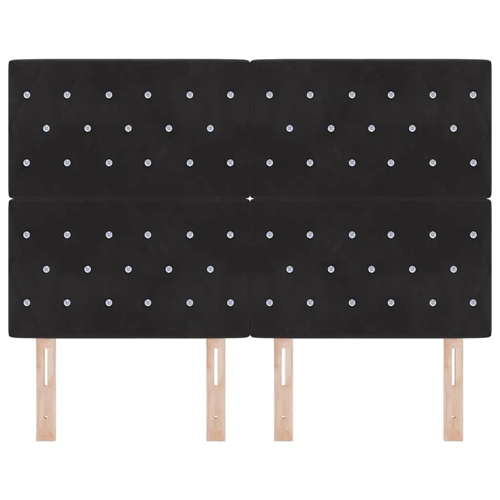 Headboard Black Velvet 160cm Modern Upholstered Engineered Wood