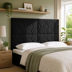 Black Velvet Upholstered Headboard 144cm for Modern Bedrooms