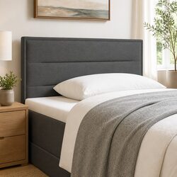 Adjustable Height LED Headboard 100cm Dark Grey Fabric