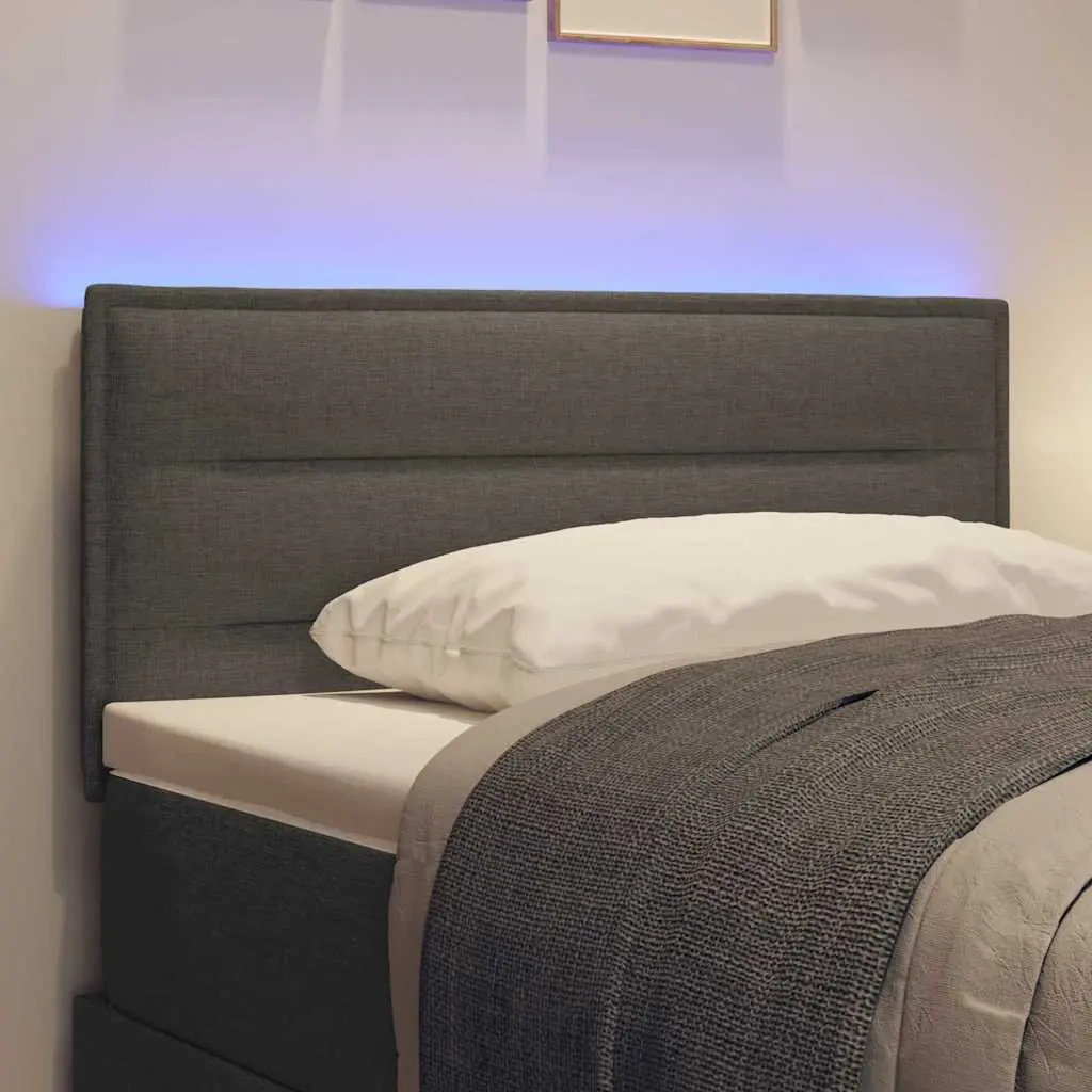 Adjustable Height LED Headboard 100cm Dark Grey Fabric