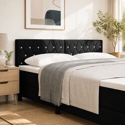 Adjustable Black LED Headboard with RGB Strip Lights 160 cm