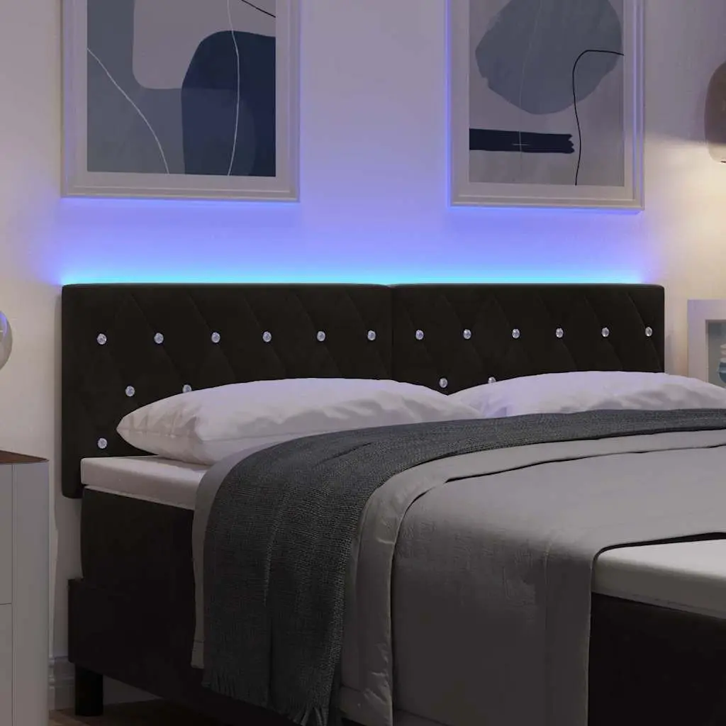 Adjustable Black LED Headboard with RGB Strip Lights 160 cm
