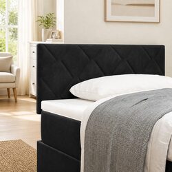 Black Upholstered LED Headboard with RGB Lights 100 cm