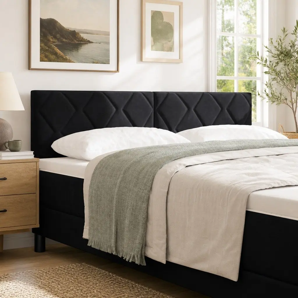Black Velvet LED Headboard 144cm with RGB Lights