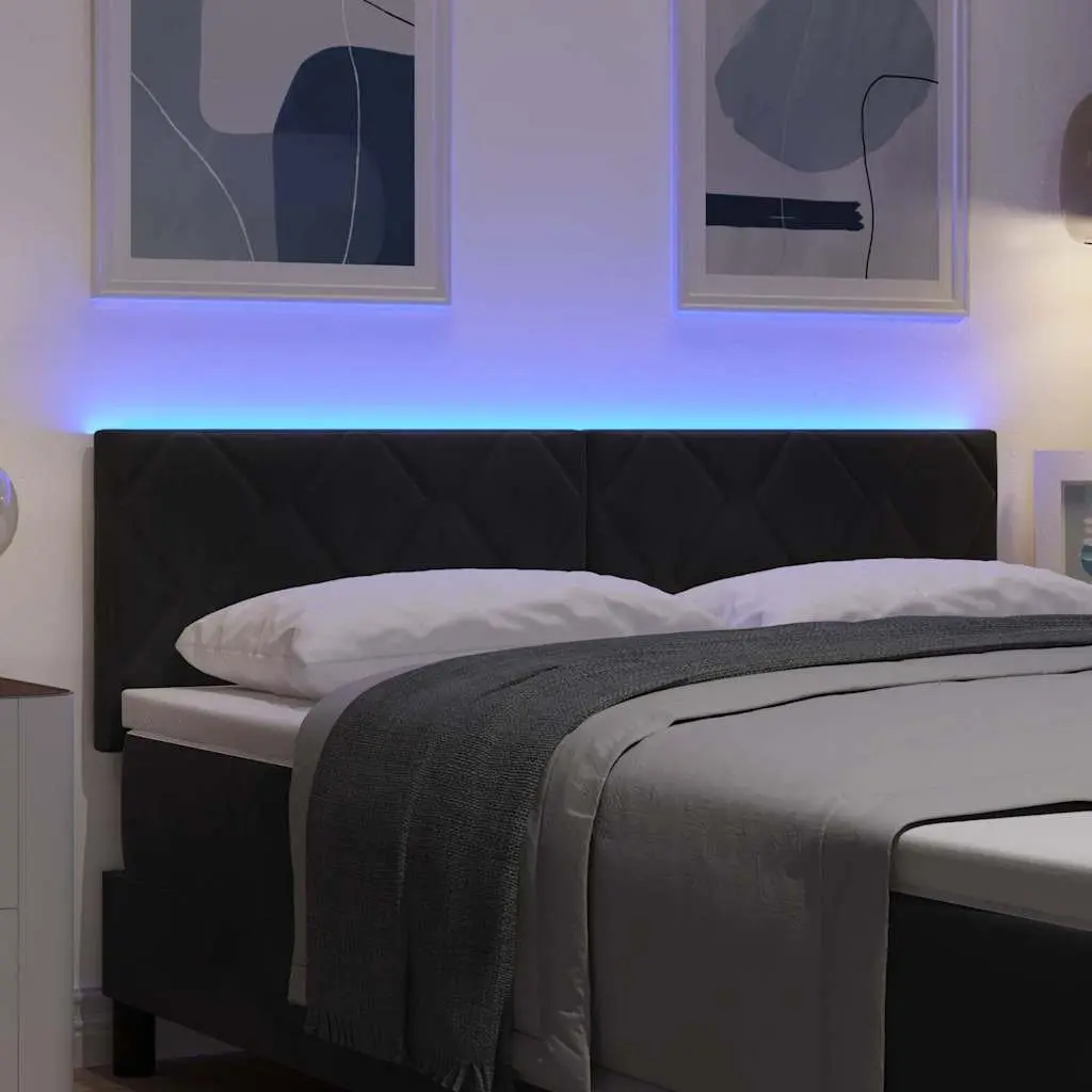 Black Velvet LED Headboard 144cm with RGB Lights