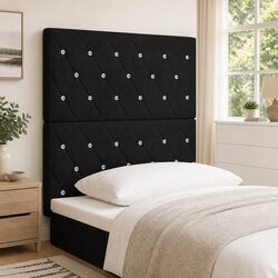 Black Velvet LED Headboard with RGB Strip Lights