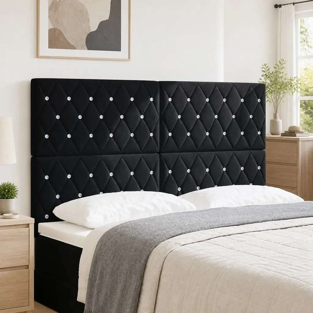 Adjustable Black LED Headboard with RGB Strip Lights
