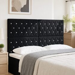 Adjustable Black LED Headboard with RGB Strip Lights