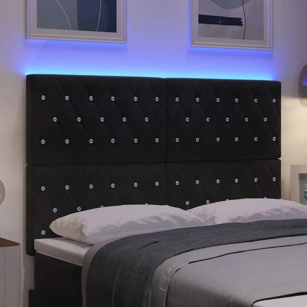 Adjustable Black LED Headboard with RGB Strip Lights