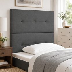 Grey Fabric LED Headboard 80cm with USB Strip Lights