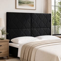 Black Velvet Upholstered LED Headboard 144cm