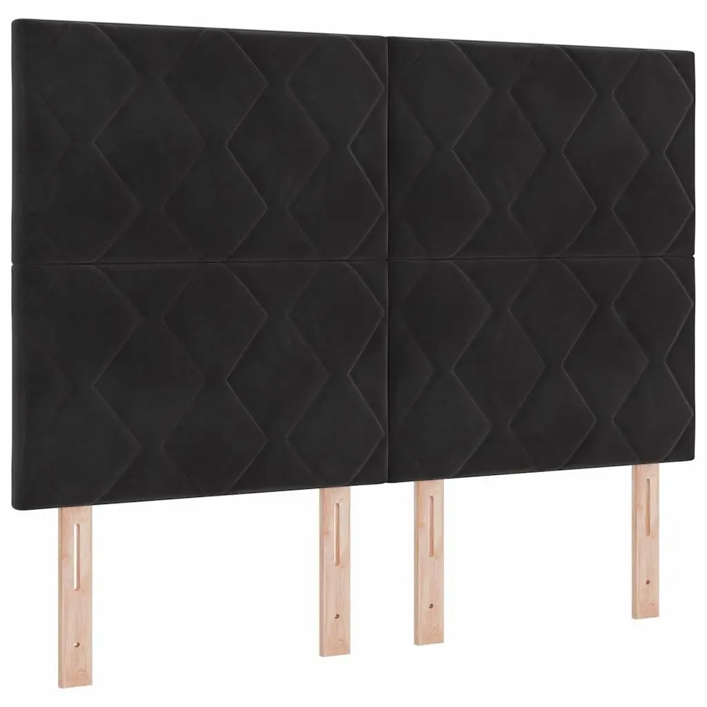 LED Headboard Black Velvet 144cm Upholstered Bedroom Modern with RGB Lighting