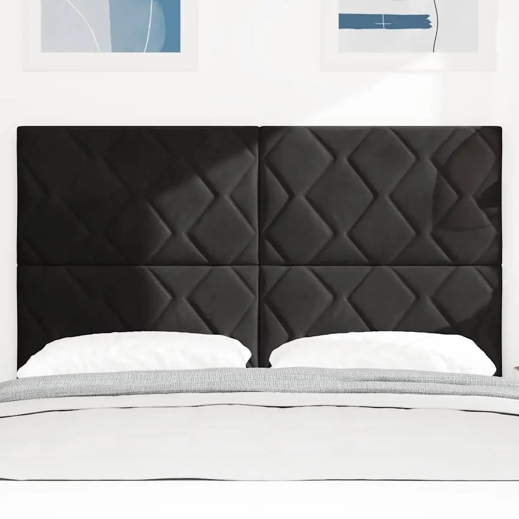 LED Headboard Black Velvet 144cm Upholstered Bedroom Modern with RGB Lighting