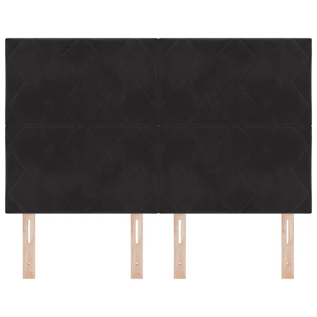 LED Headboard Black Velvet 144cm Upholstered Bedroom Modern with RGB Lighting