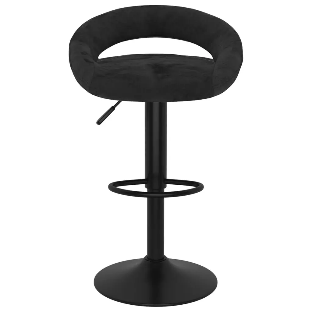 Bar Stools 2 pcs Black Velvet Adjustable Height with Footrest Counter Seating
