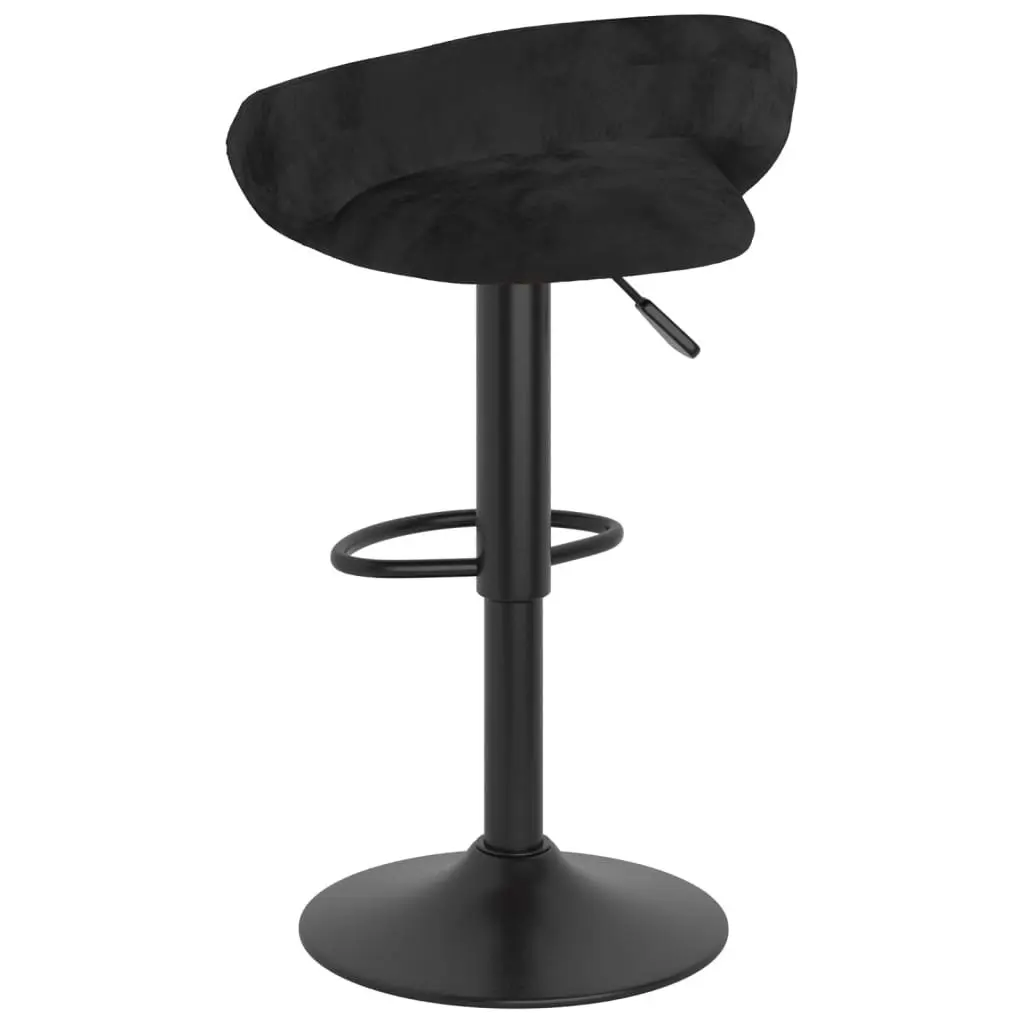 Bar Stools 2 pcs Black Velvet Adjustable Height with Footrest Counter Seating