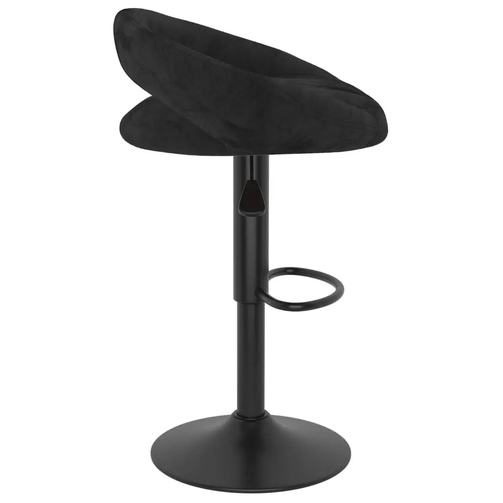 Bar Stools 2 pcs Black Velvet Adjustable Height with Footrest Counter Seating