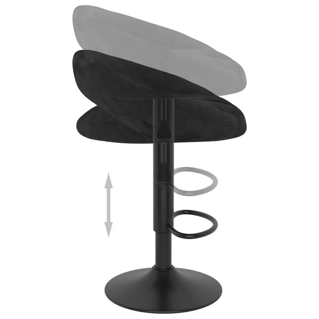 Bar Stools 2 pcs Black Velvet Adjustable Height with Footrest Counter Seating