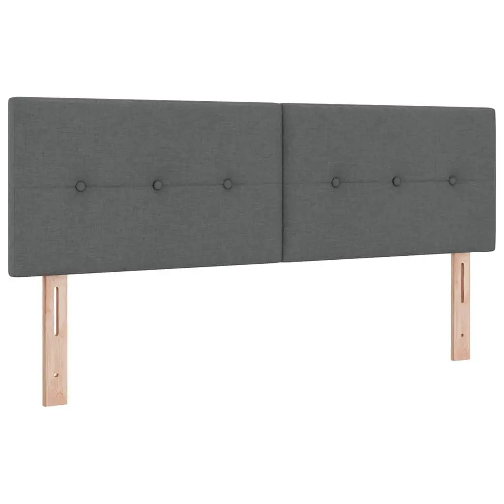 Box Spring Bed Dark Grey White Fabric 152 x 203 cm Modern Adjustable Headboard