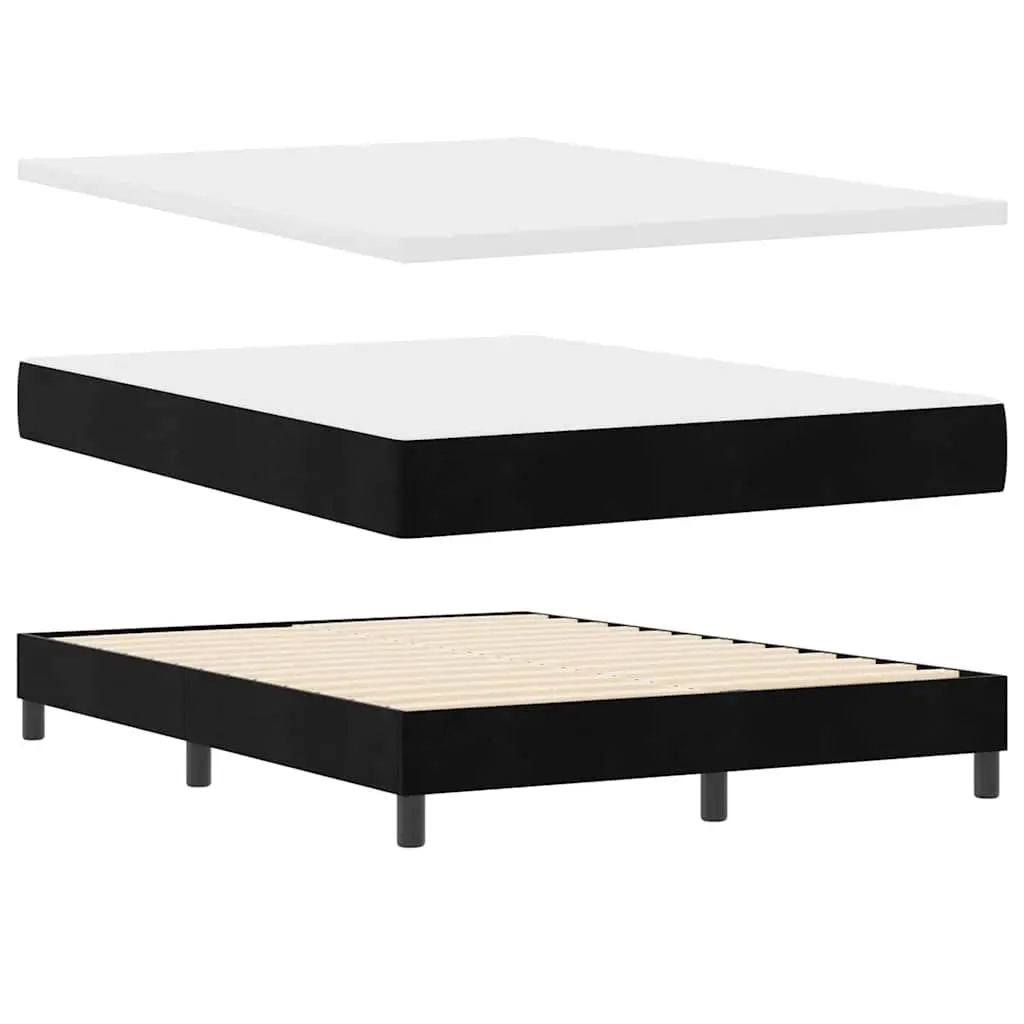 Box Spring Bed Black and White 152 x 203 cm Modern Bedroom Furniture Frame