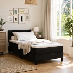 Modern Black and White Box Spring Bed 107 x 203 cm