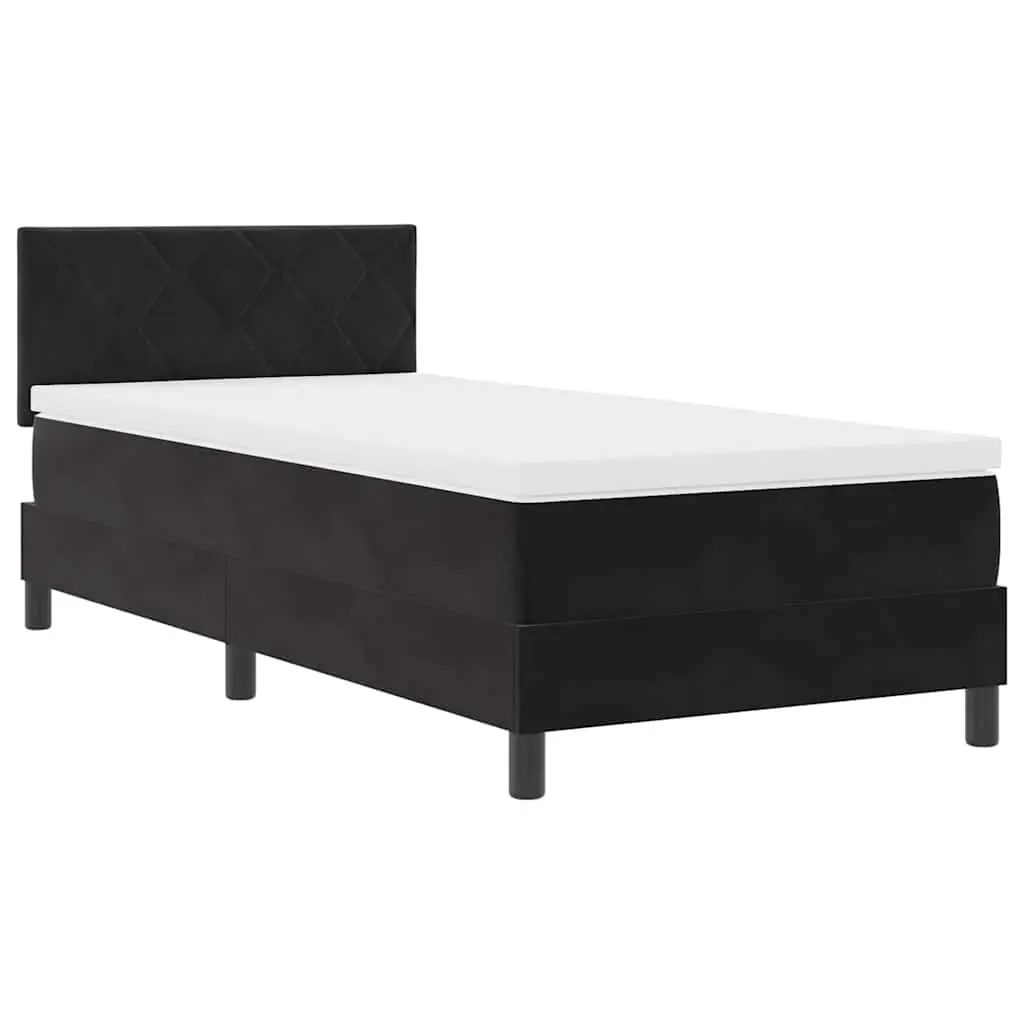 Box Spring Bed Black and White 107 x 203 cm Modern Furniture Frame