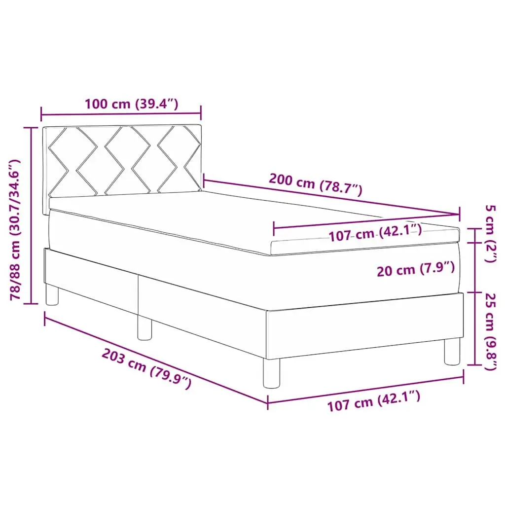 Box Spring Bed Black and White 107 x 203 cm Modern Furniture Frame
