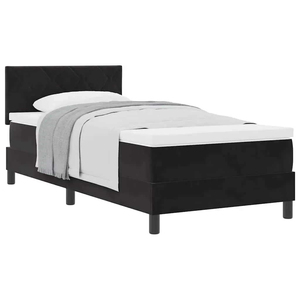 Box Spring Bed Black and White 107 x 203 cm Modern Furniture Frame