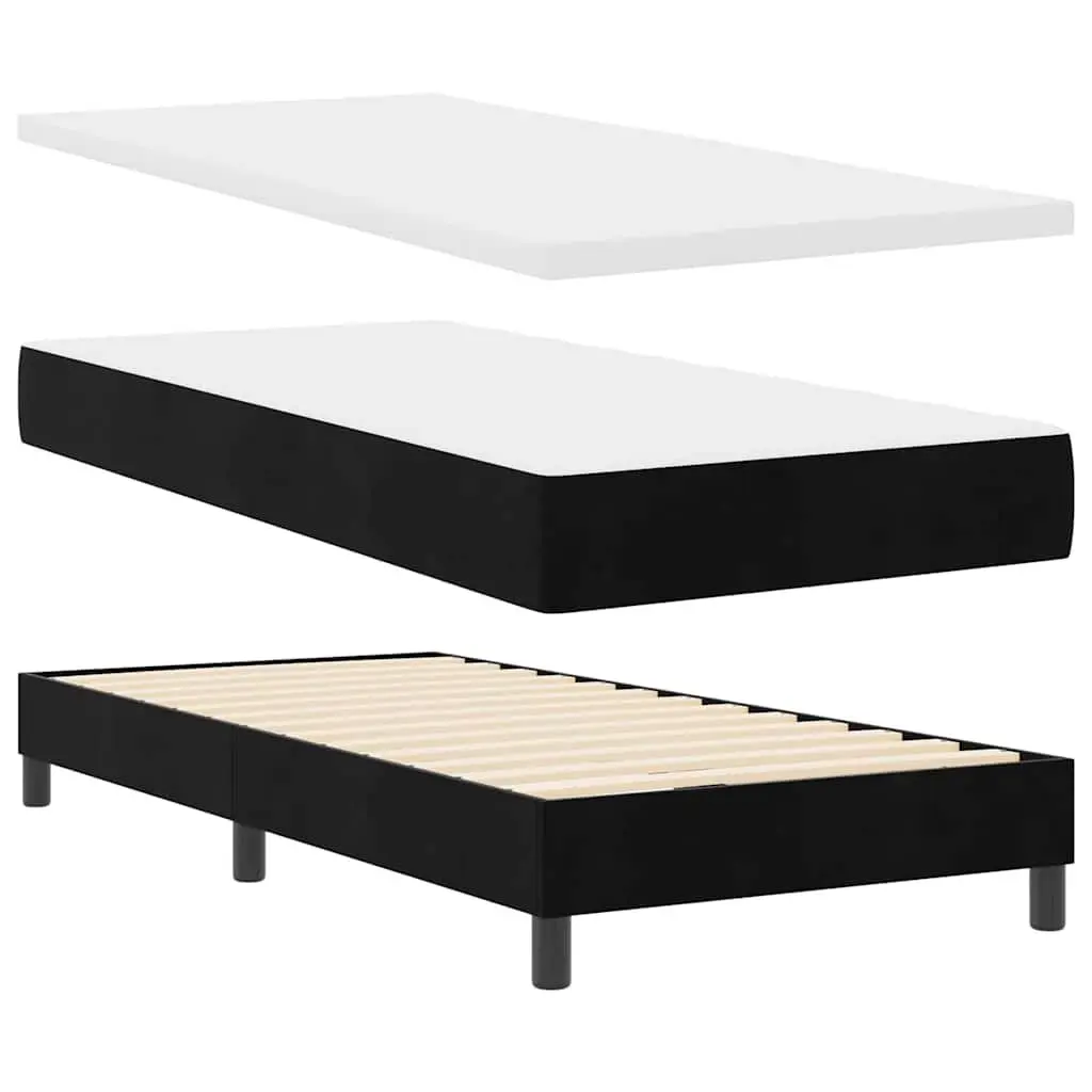 Box Spring Bed Black and White 107 x 203 cm Modern Furniture Frame