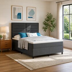 Contemporary Box Spring Bed with Mattress 137 x 190 cm