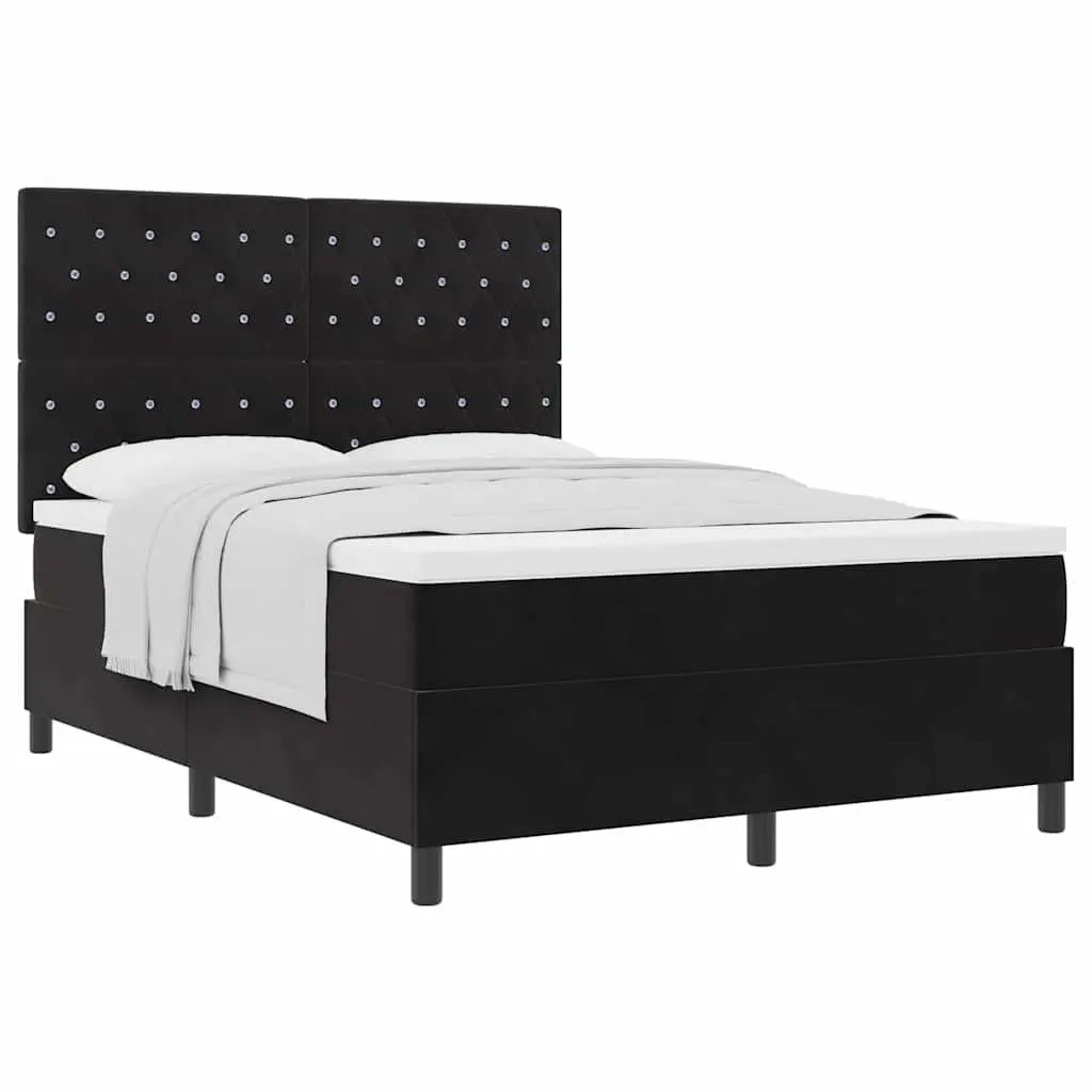 Box Spring Bed Black White 152 x 203 cm Adjustable Headboard Medium Firm
