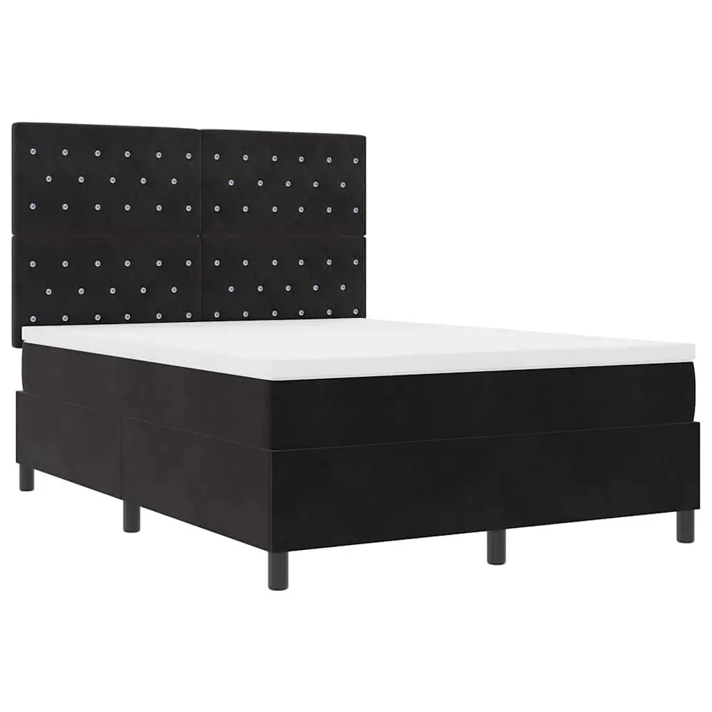 Box Spring Bed Black White 152 x 203 cm Adjustable Headboard Medium Firm