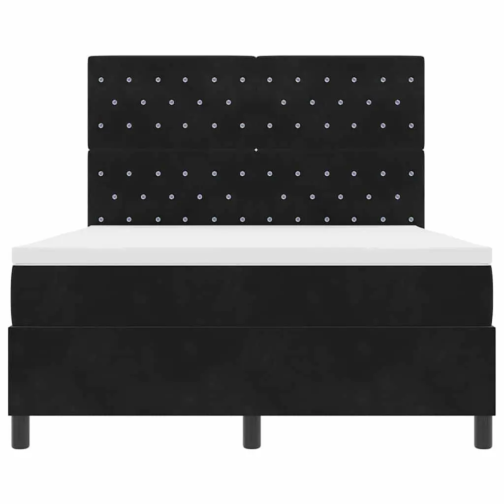 Box Spring Bed Black White 152 x 203 cm Adjustable Headboard Medium Firm
