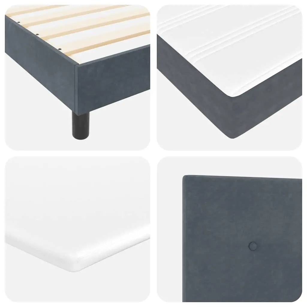 Dark Grey White Fabric Box Spring Bed with Adjustable Headboard and LED Lights 152x203cm