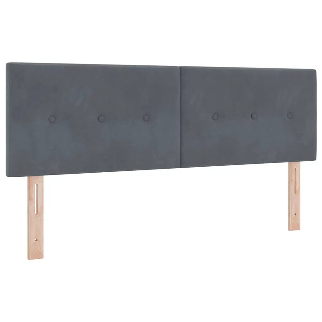 Dark Grey White Fabric Box Spring Bed with Adjustable Headboard and LED Lights 152x203cm