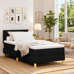 Black White Box Spring Bed with LED Lights 107 x 203 cm