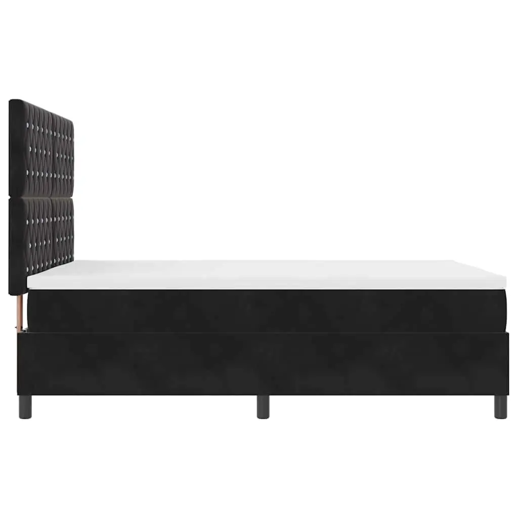 Box Spring Bed Black Velvet 152 x 203 cm Adjustable Headboard Pocketed Coil Mattress RGB LED Lights