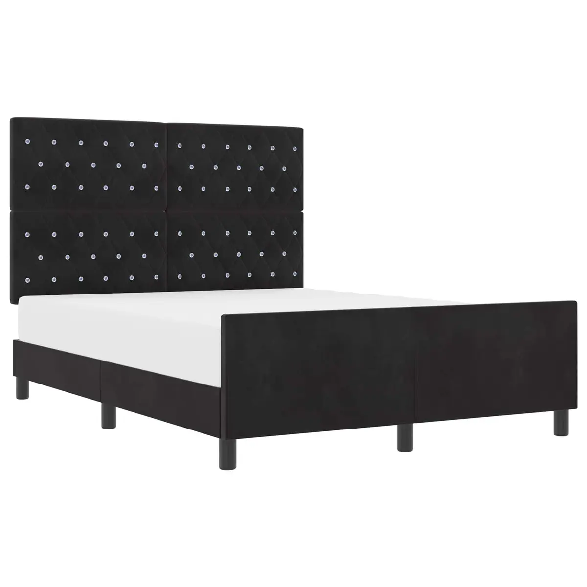 Bed Frame Black 152 x 203 cm Velvet Upholstered Modern