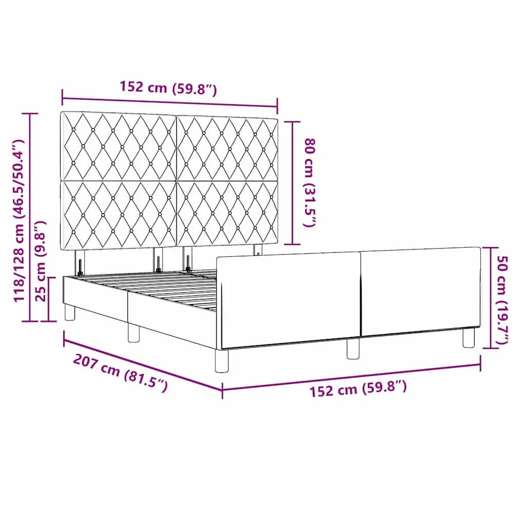 Bed Frame Black 152 x 203 cm Velvet Upholstered Modern