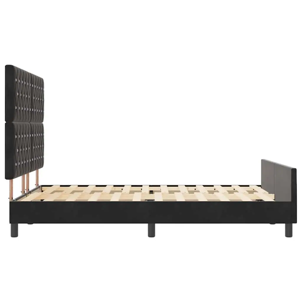 Bed Frame Black 152 x 203 cm Velvet Upholstered Modern