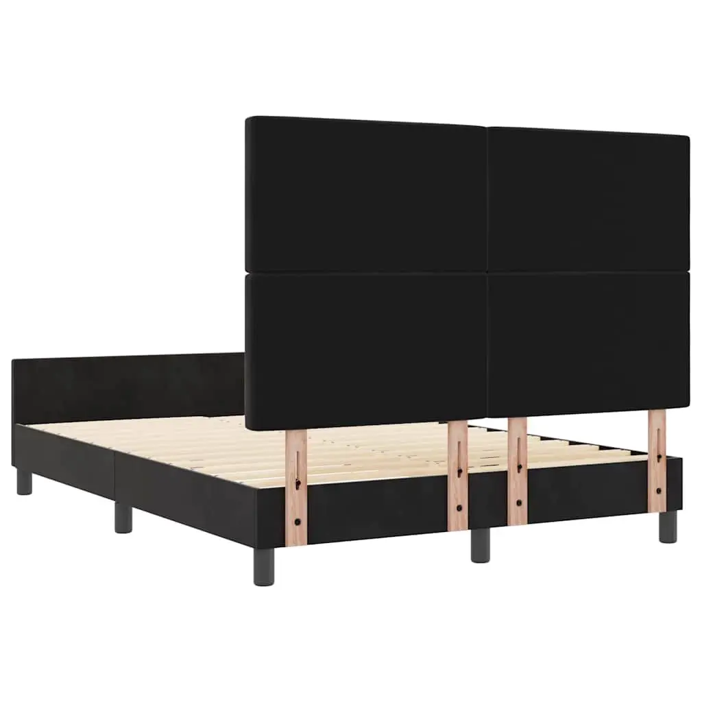 Bed Frame Black 152 x 203 cm Velvet Upholstered Modern