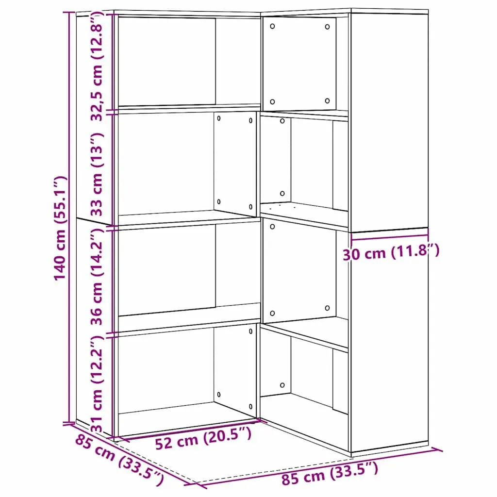 Black Oak 6-Tier Wardrobe Cabinet 85 x 85 x 140 cm