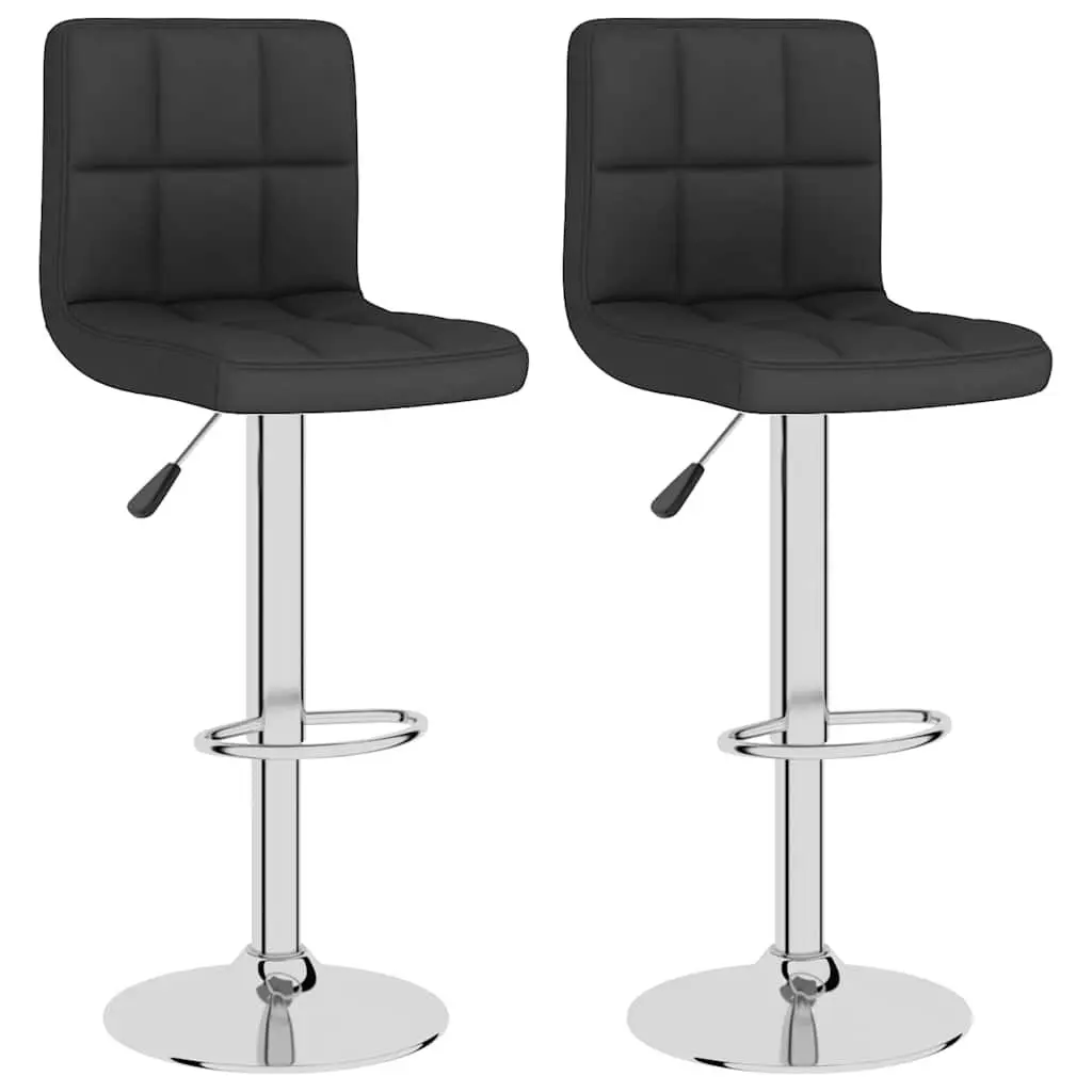 Bar Stools 2 pcs Black Fabric Swivel Gas Lift Height Adjustable Counter Seating