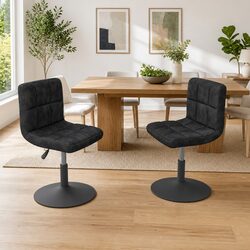 Black Velvet Swivel Dining Chair Set of 2