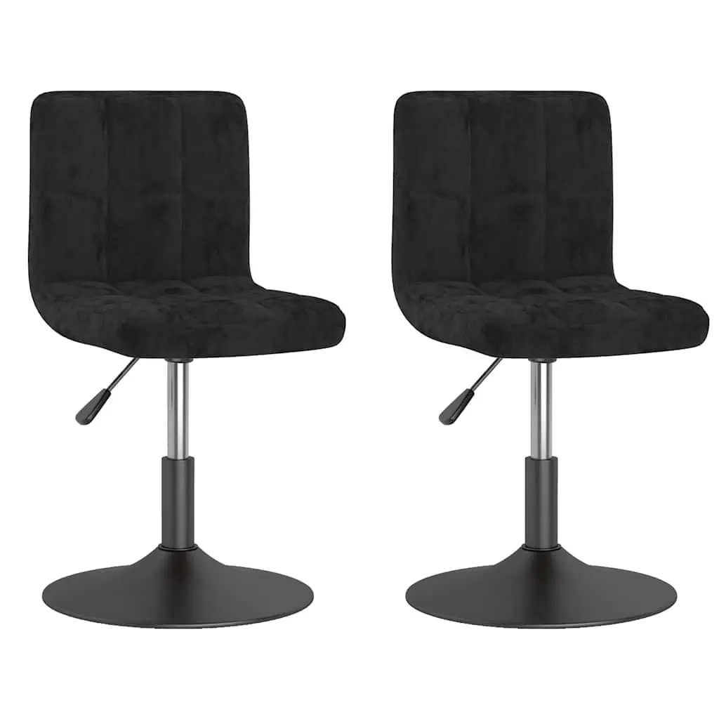 Adjustable Height Swivel Chair Black Velvet 360 Degree Rotation Set of 2