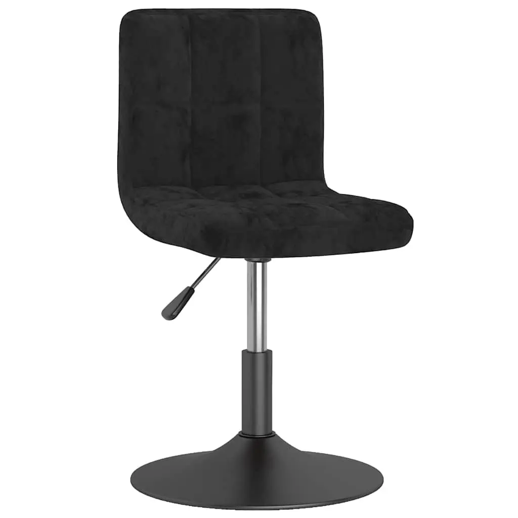 Adjustable Height Swivel Chair Black Velvet 360 Degree Rotation Set of 2