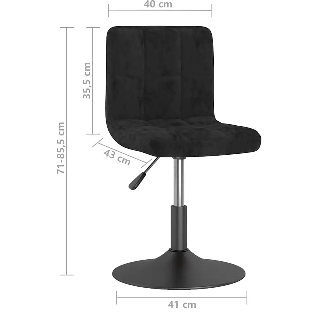 Adjustable Height Swivel Chair Black Velvet 360 Degree Rotation Set of 2