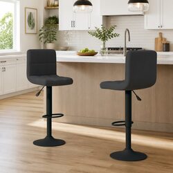 Elegant Black Velvet Bar Stools - Set of 2
